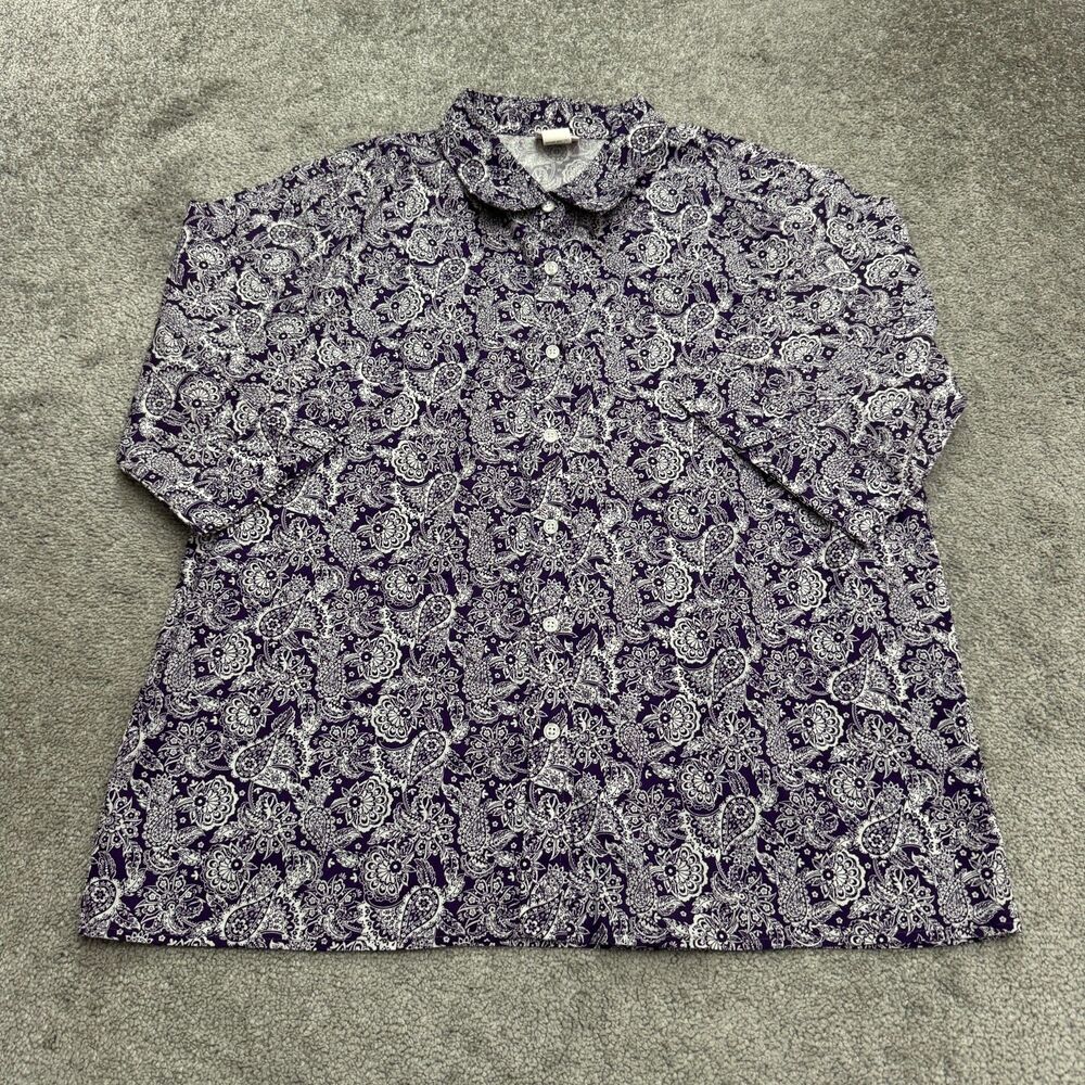 Vintage American Sweetheart Button Down Shirt Blouse Womens large Purple Paisley